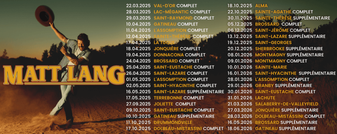 Matt Lang / Tournée Québec / 2025-2026
