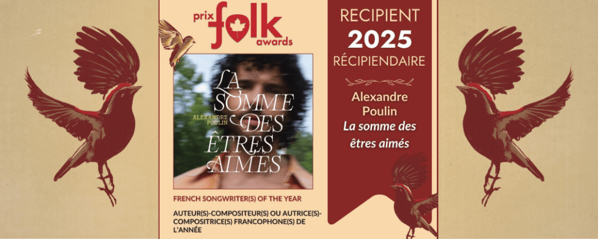 Alexandre Poulin de nouveau couronné aux Canadian Folk Music Awards